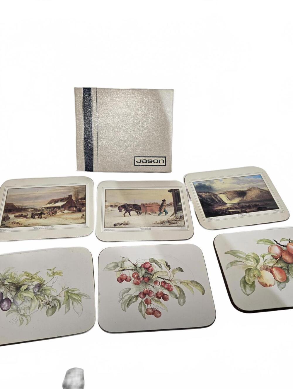Jason Coasters Set of 6 / Mixed Designs with Box / Vintage